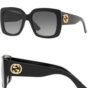 AUTHENTIC Gucci Black and Gold Women's Sunglasses Fair to Good Condition